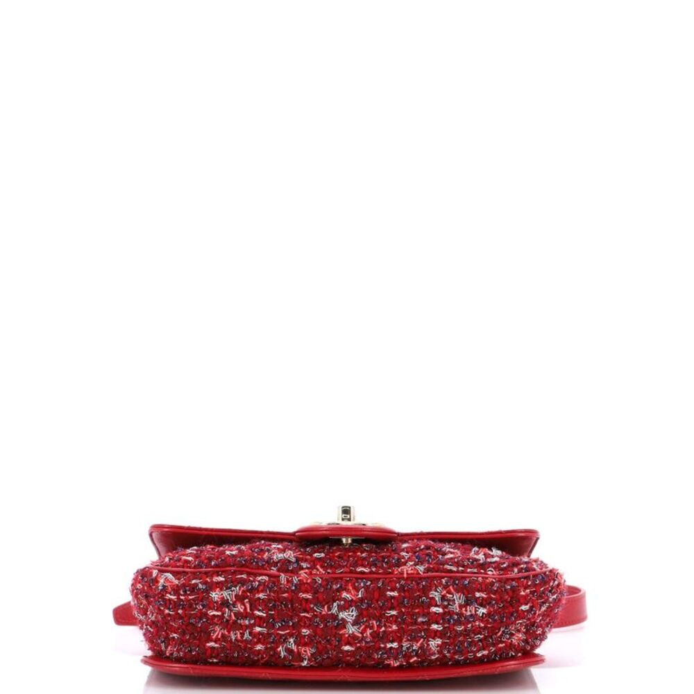 Chanel Chain Handle CC Flap Bag Quilted Lambskin and Tweed Small Red - Picture 5 of 10